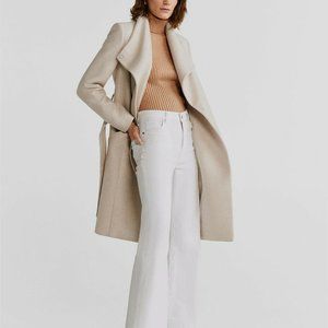 Mango Women's Beige Wool Overcoat